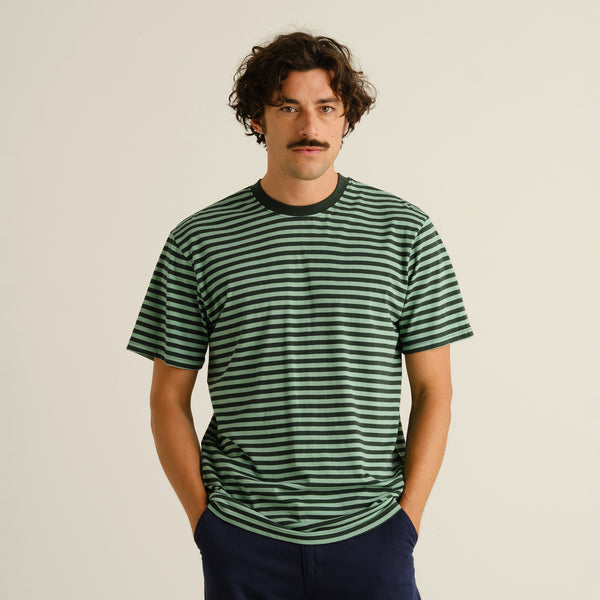 T-SHIRT STOCKHOLM STRIPES GREEN/ GRANITE