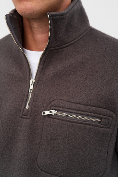 BLUSÃO AKTONI HALF ZIP BOILED WOOL OS