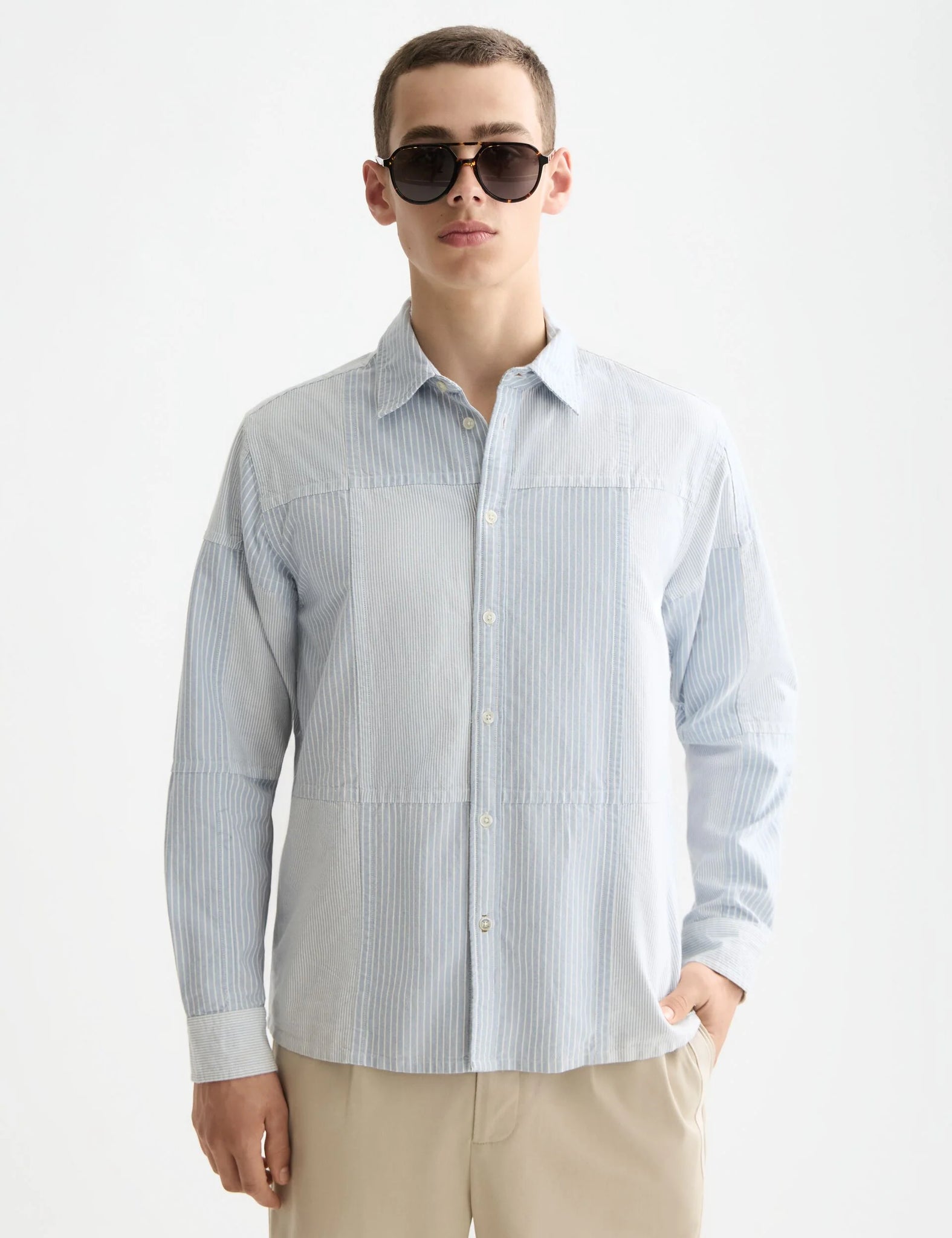 CAMISA PATCHWORK RELAXED FIT OXFORD